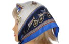 square satin silk scarf, midnight and royal blue