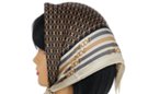 square satin silk scarf, sand brown and black