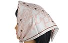 square silk scarf, tan and brown on beige