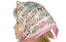 square silk scarf, pink and egret white