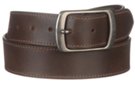 brown single ply leather belt and antique silver buckle