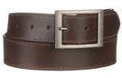 brown single ply leather belt and antique silver buckle