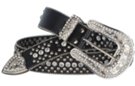 black Skyline crystal rhinestone western leather belt