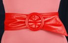 wrap-around soft synthetic leather slouch belt with red O-ring buckle