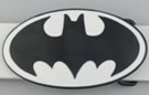 oval bat silhouette black and white enameled belt buckle