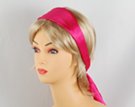 solid hot pink satin headscarf attached to plastic headband