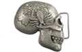 cobwebs-in-brain buckle, rhinestone accents on skull
