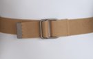 khaki web belt with dark pewter rings and tip