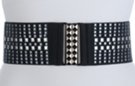 studs and black canvas high waist stretch belt