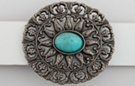 squash blossom and turquoise southwest style pewter belt buckle