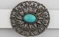 squash blossom and turquoise southwest style pewter belt buckle