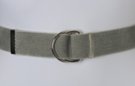 faded gray stone wash cotton canvas belt with nickel polish D-rings
