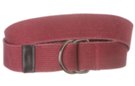 faded black stone wash cotton canvas belt with nickel polish D-rings and leather tip