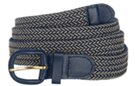 navy blue and beige braided stretch belt