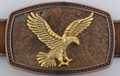 oblong leatherette and bronze belt buckle with golden eagle