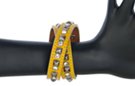 skinny studs and stones yellow leather bracelet