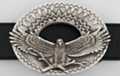 spread-eagle sunburst oval pewter belt buckle in bas-relief