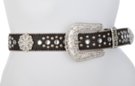 clear rhinestone and sunflower concho carafe brown belt with rhinestone buckle