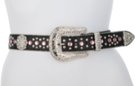 pink rhinestone and sunflower concho black leather belt with rhinestone buckle set