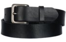 supple black genuine leather belt and pewter buckle