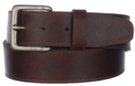 textured brown leather casual belt with pewter buckle