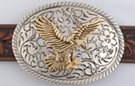 golden eagle swirled chrome oval buckle