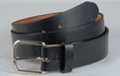 medium wide top-grain leather belt strap with snap closure and heel bar buckle