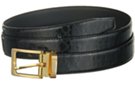 black tortoiseshell embossed dress belt with gold or silver buckle