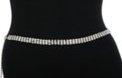 petite triple line silver rhinestone belt