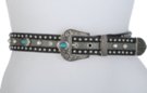 black Crossroads turquoise and rhinestone leather belt