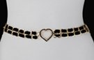 black velvet and rhinestone hearts gold chain belt