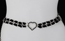 black velvet and rhinestone hearts silver chain belt