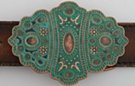 abstract indian verdigris on copper belt buckle