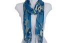 blue impressionistic floral print scarf