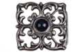 small square filigree western buckle with black stone