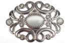 rhinestone and opal white flower and leaf design belt buckle