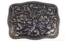 dark rectangular pewter western belt buckle