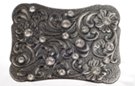 big rectangular pewter and rhinestone belt buckle