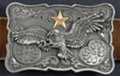 western-style brass and pewter attacking eagle belt buckle