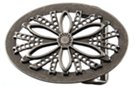 cut-away daisy in small oval western belt buckle