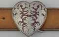 western heart buckle, floral with maroon enamel