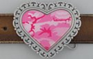 multi-pink western heart camouflage belt buckle