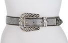 black Stone River rhinestone mesh and zebra buckle leather belt