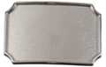 chrome scalloped rectangle western belt buckle with sandcast center