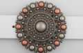 concentric wheels of copper and pewter balls belt buckle