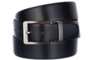 wide black box leather dress belt with pin buckle