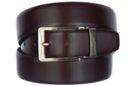 wide brown box leather dress belt with pin buckle
