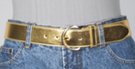 gold 1-1/2" leather belt, nickel polish horseshoe buckle