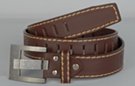 medium casual leather belt with wide prong buckle and wrap-around belt holes