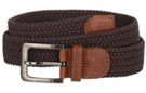 extra wide brown braided stretch belt with gray buckle